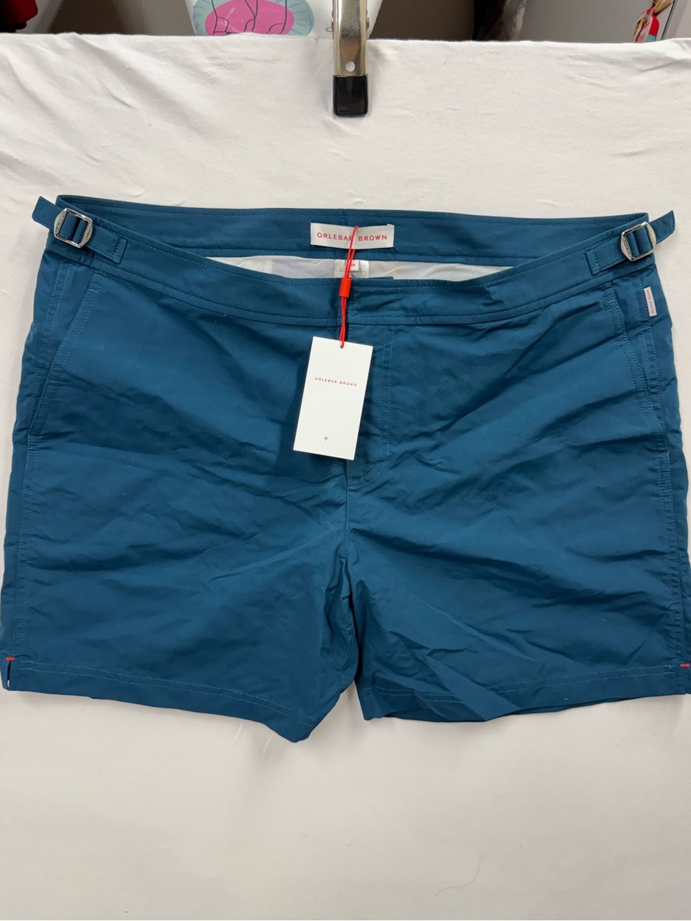 NEW Orlebar Brown Bulldog Petrol Blue Swim Shorts Men's 38 MSRP $345 Luxury
